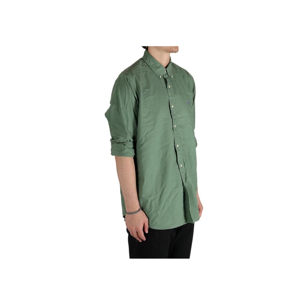 Polo Ralph Lauren Enfärgad Enkelknäppt Veckad Långärmad Skjorta Herrskjortor Grön 710798540-070