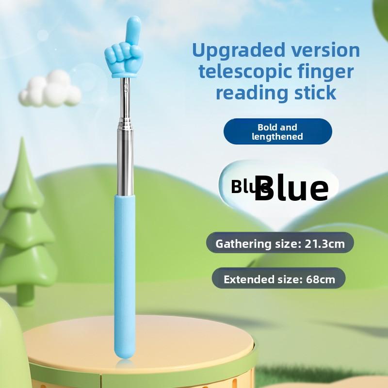 Stainless Steel Retractable Finger Pointer Teacher Teaching Stick for Kids Reading Blackboard Instruction синий