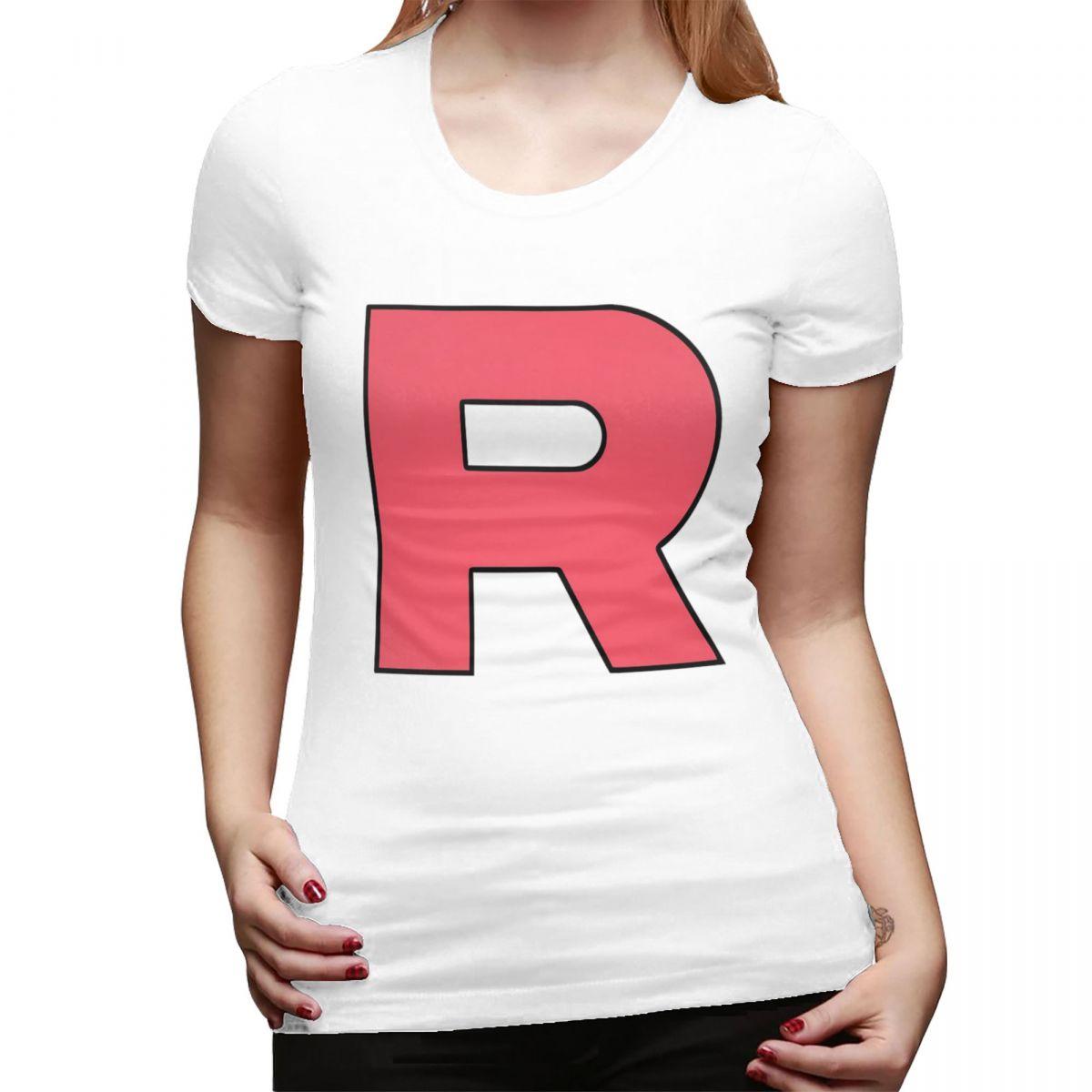 

Letter R Team Rocket Logo TShirt for Women ONeck Streetwear T Shirts Womens Tees Short Summer Clothes Tops S