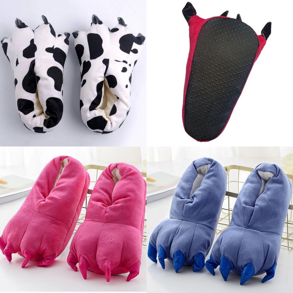 Cozy Dinosaur Cosplay Costume Slippers With Soft Plush Paw Shoes For Winter Warmth