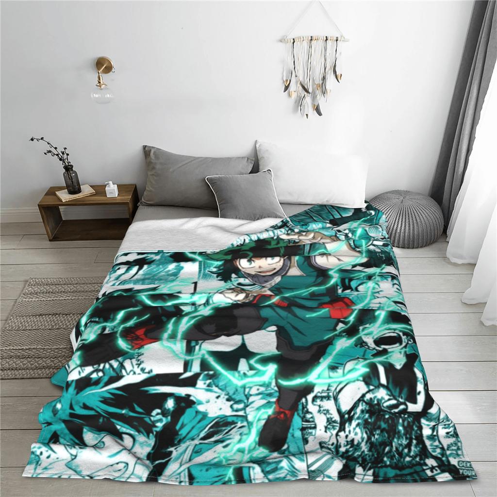 Izuku Midoriya Manga Collage Blanket My Hero Academia Manga Anime Flannel Warm Throw Blanket for Bedspread