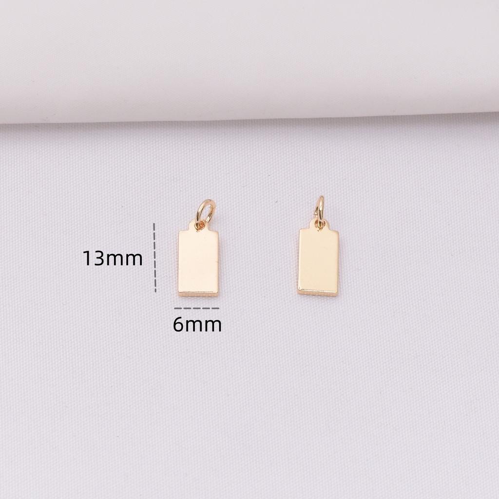 10pcs Color-Preserving 14K Gold-Wrapped Small Square Brand Pendant Jewelry Diy Accessories Necklace Bracelet Laser Engraving Letter Pattern Lettering