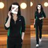 Casual Sports Suit for Women In Spring and Autumn, Fashionable and Slim, Stand-up Collar Sweatshirt, Wide-leg Pants Two-piece Set