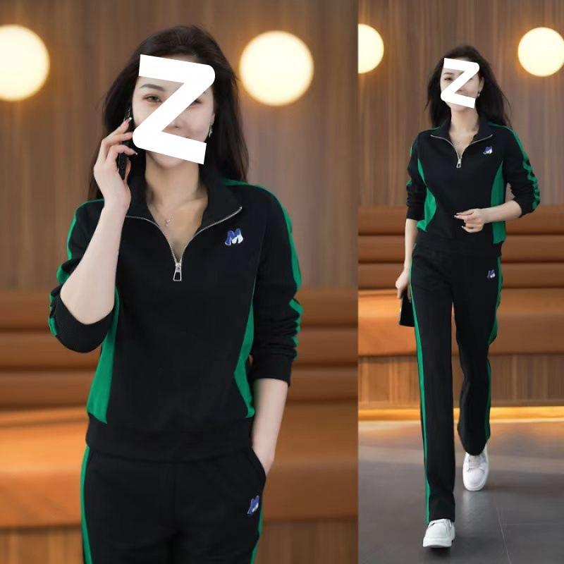 Casual Sports Suit for Women In Spring and Autumn, Fashionable and Slim, Stand-up Collar Sweatshirt, Wide-leg Pants Two-piece Set