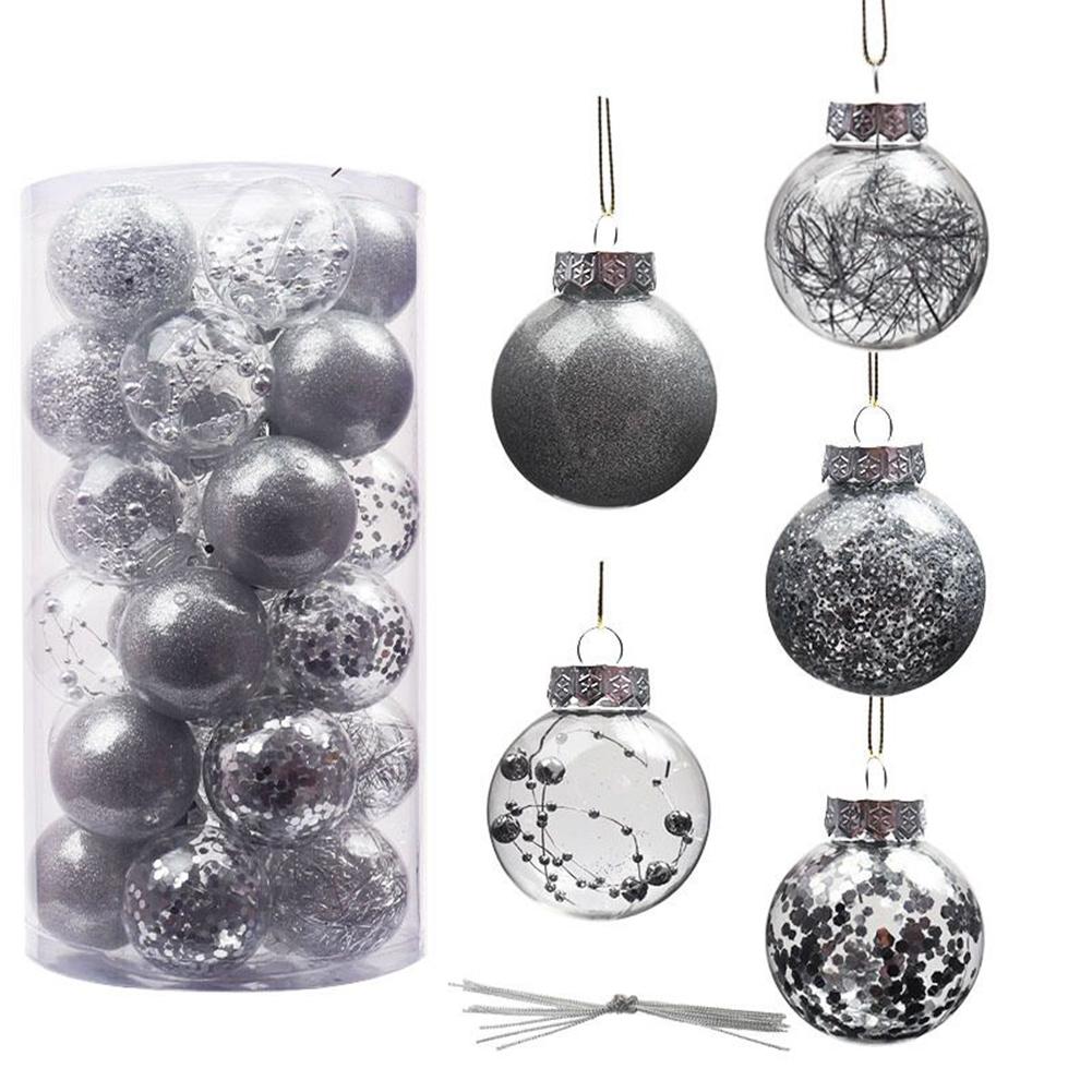 Festive Xmas Tree Hanging Ornaments Glitter Christmas Balls Baubles