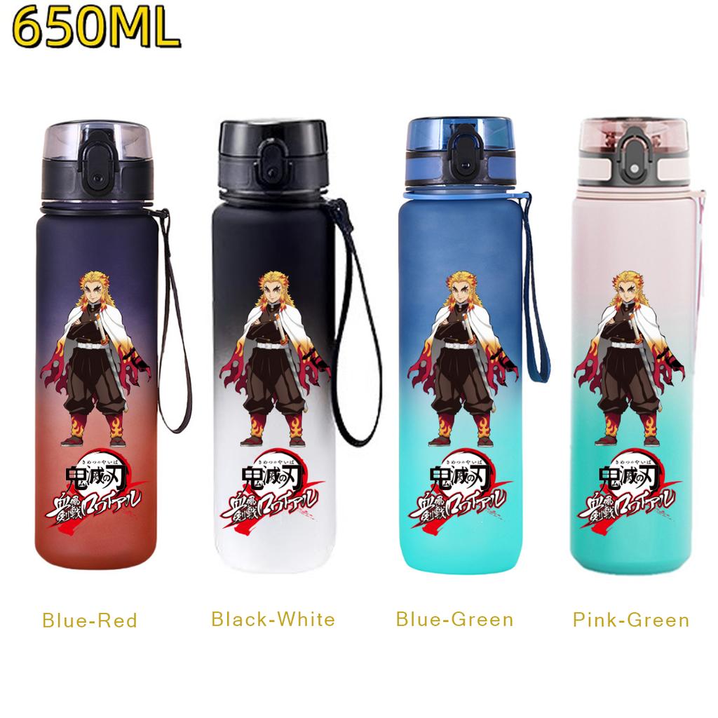 650ML Demon Slayer Water Bottle Anime Cartoon Characters Drinking Cup Portable Outdoor Sports Plastic Leak-proof Water Bottle