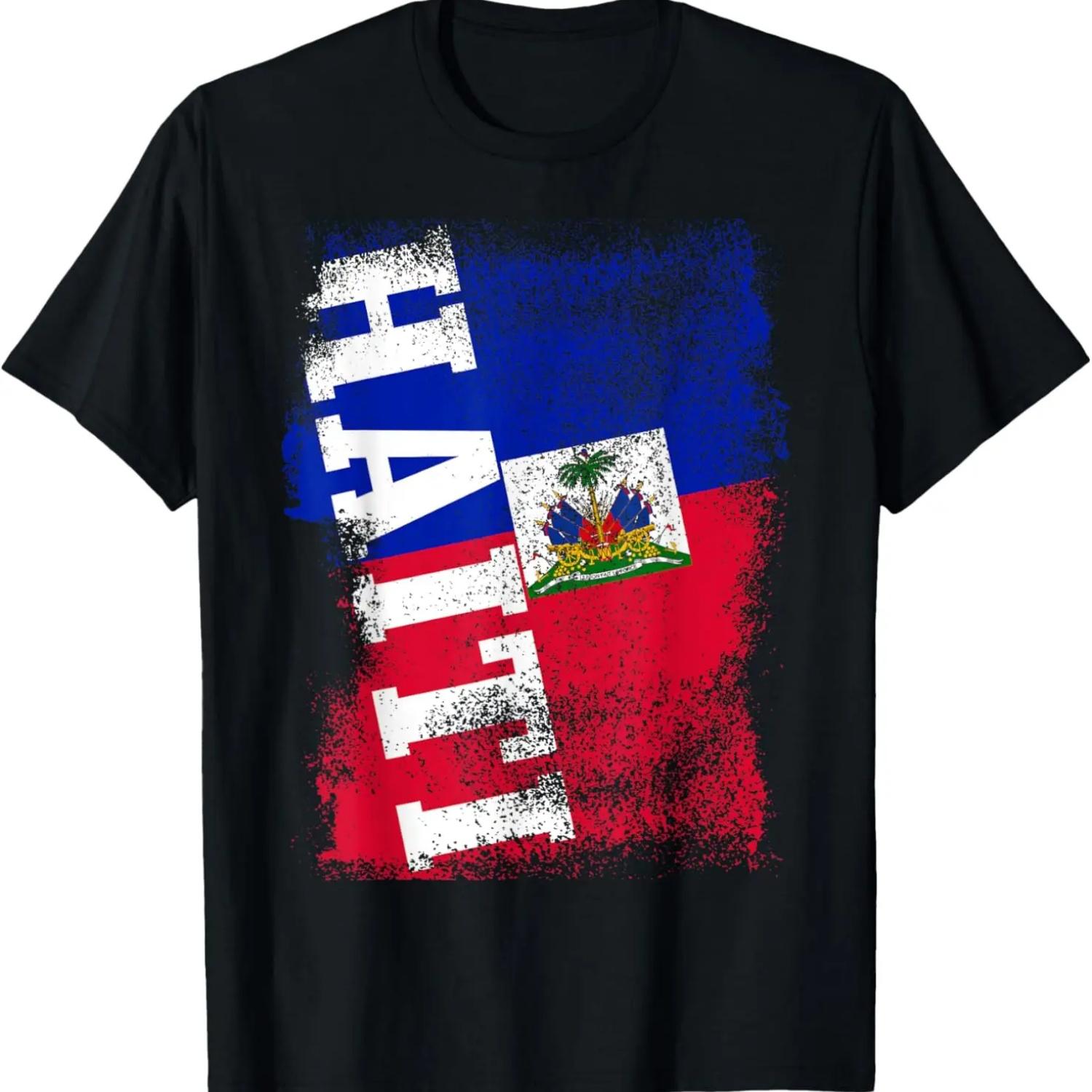 Haiti Haitian Flag Caribbean Souvenir T-Shirt,100% cotton S