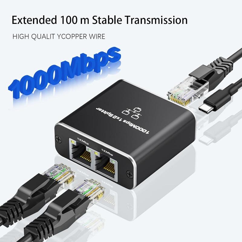 Network Cable Splitter With One To Two Simultaneous Internet Access Rj45 Splitter With One To Two Switch Ethernet Port Gigabit