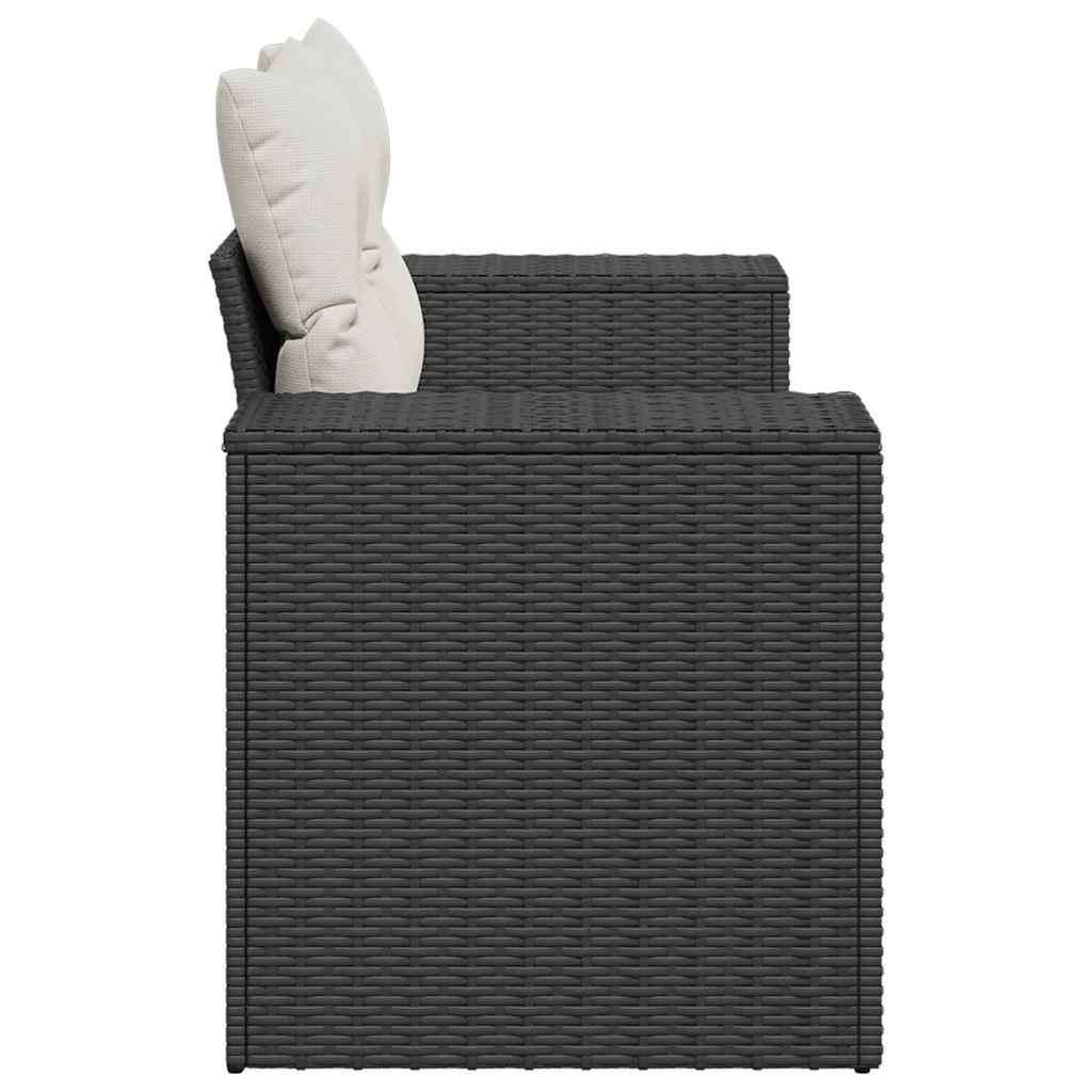 Garden Sofa with Cushions 2 Seater Black Poly Rattan