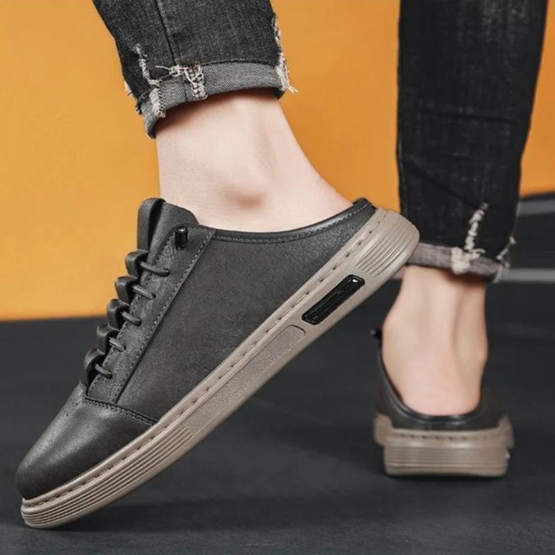 Fashion Sabot Slippers for Men Soft Outdoor Genuine Leathe Designer Sandals Man Luxury High Quality Fashion Fun Elegant Y2k Adult Shoes