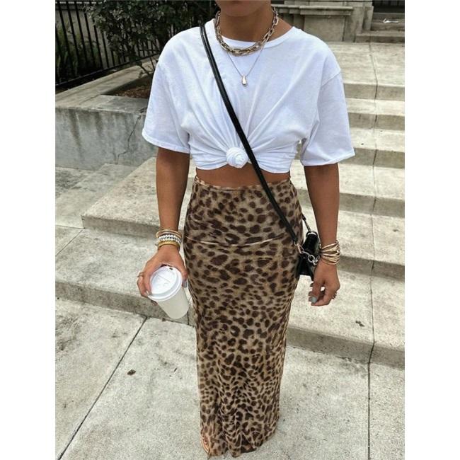 Women's Summer Leopard Print Elegant High-waist Skirt