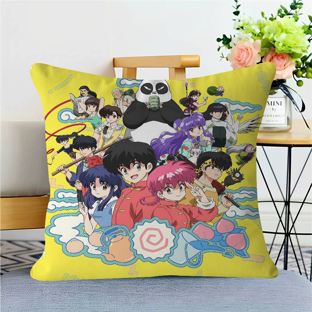 Ranma Anime Throw Pillow Cover 45x45cm Soft Cozy Cotton Outdoor Decorative Pillowcase Covers With Zipper For Couch Sofa Bedroom