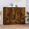 Buffet - 3 Pcs - Smoked Oak - Durable Engineered Wood - Large Storage Space