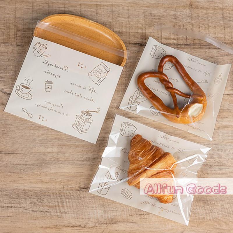 50pcs Self Adhesive Seal Plastic Bags For Bakery Packaging, Croissant, Party Handmade Biscuit/Cookies, Bread, And Cake Packing