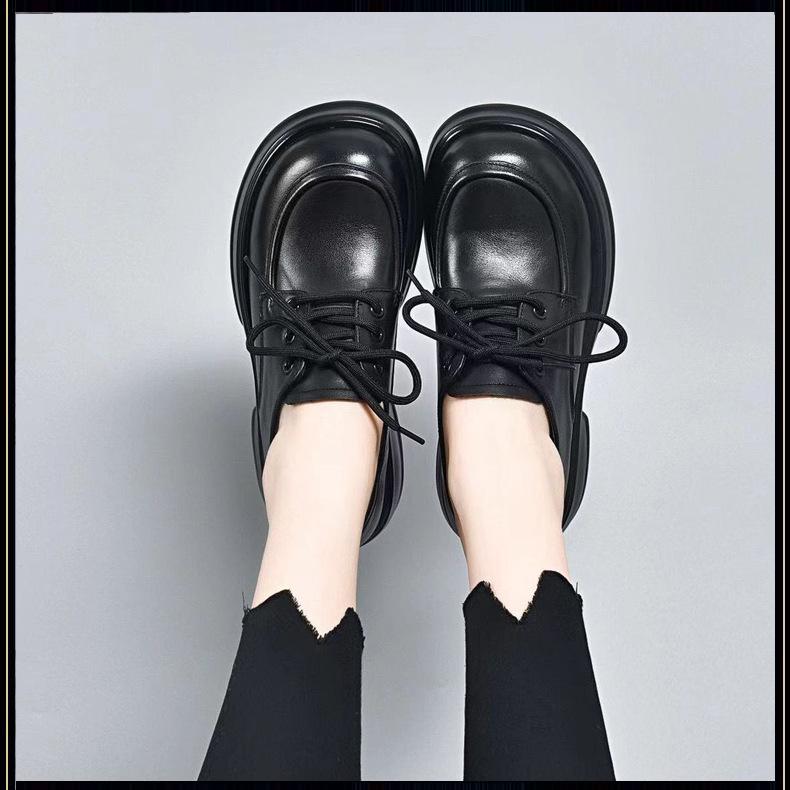 British Style Platform Lace-up Small Leather Shoes Soft Sole Comfortable Commuting Single Shoes Women's Shoes 2025 Spring and Autumn New Loafers