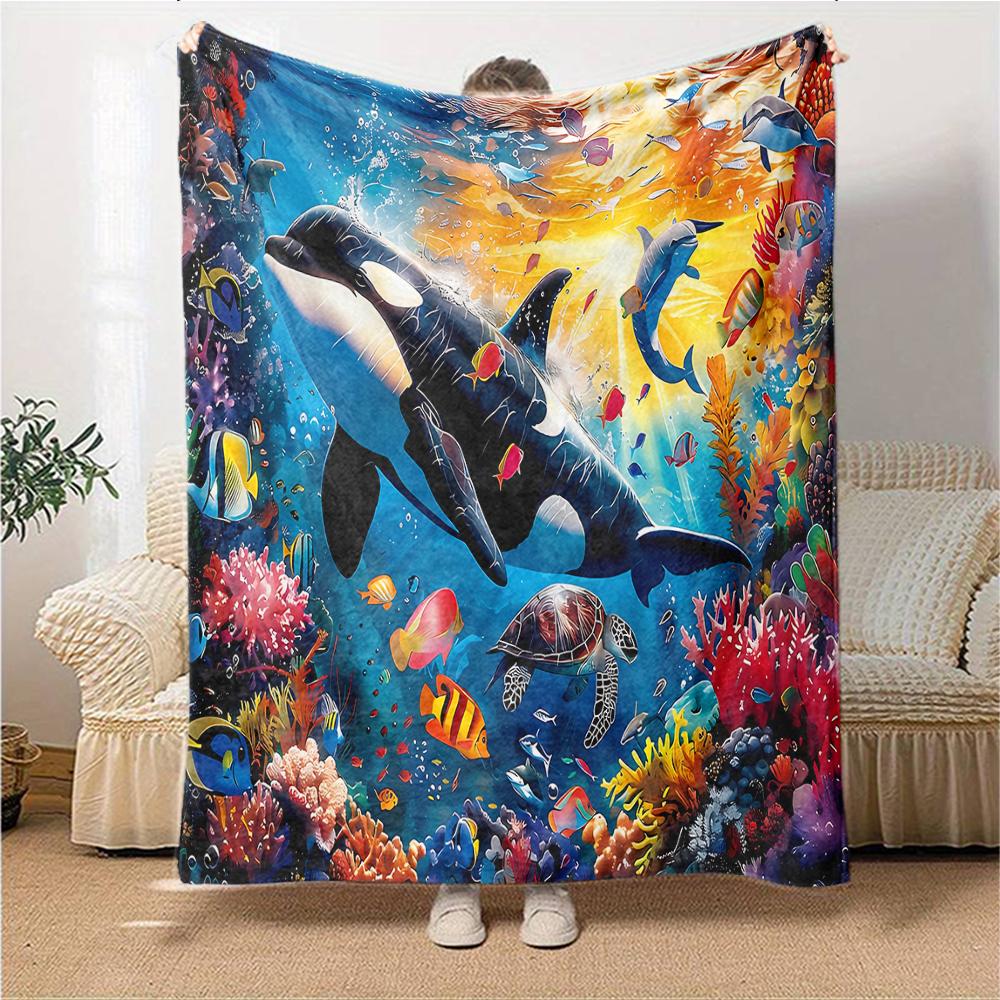 Ocean Life Adventure Blanket Soft Throw Blanket For Home Bedroom Bed Sofa Travel Office Solid Christmas Blanket