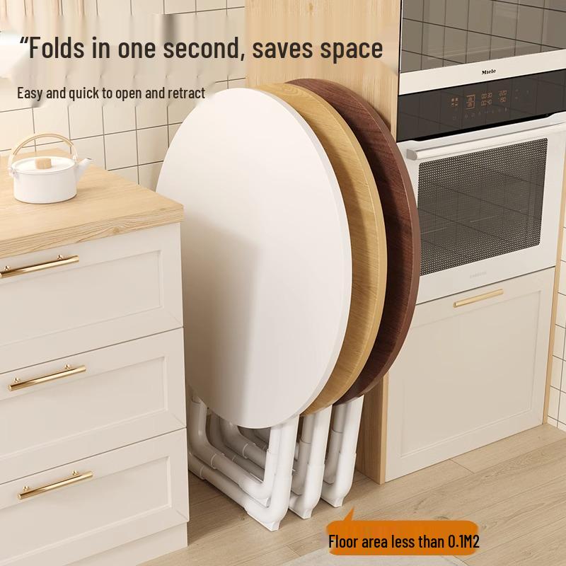 Portable Round Folding Table for Home, Dining, Outdoor, or Rental Rooms - Compact and Versatile.