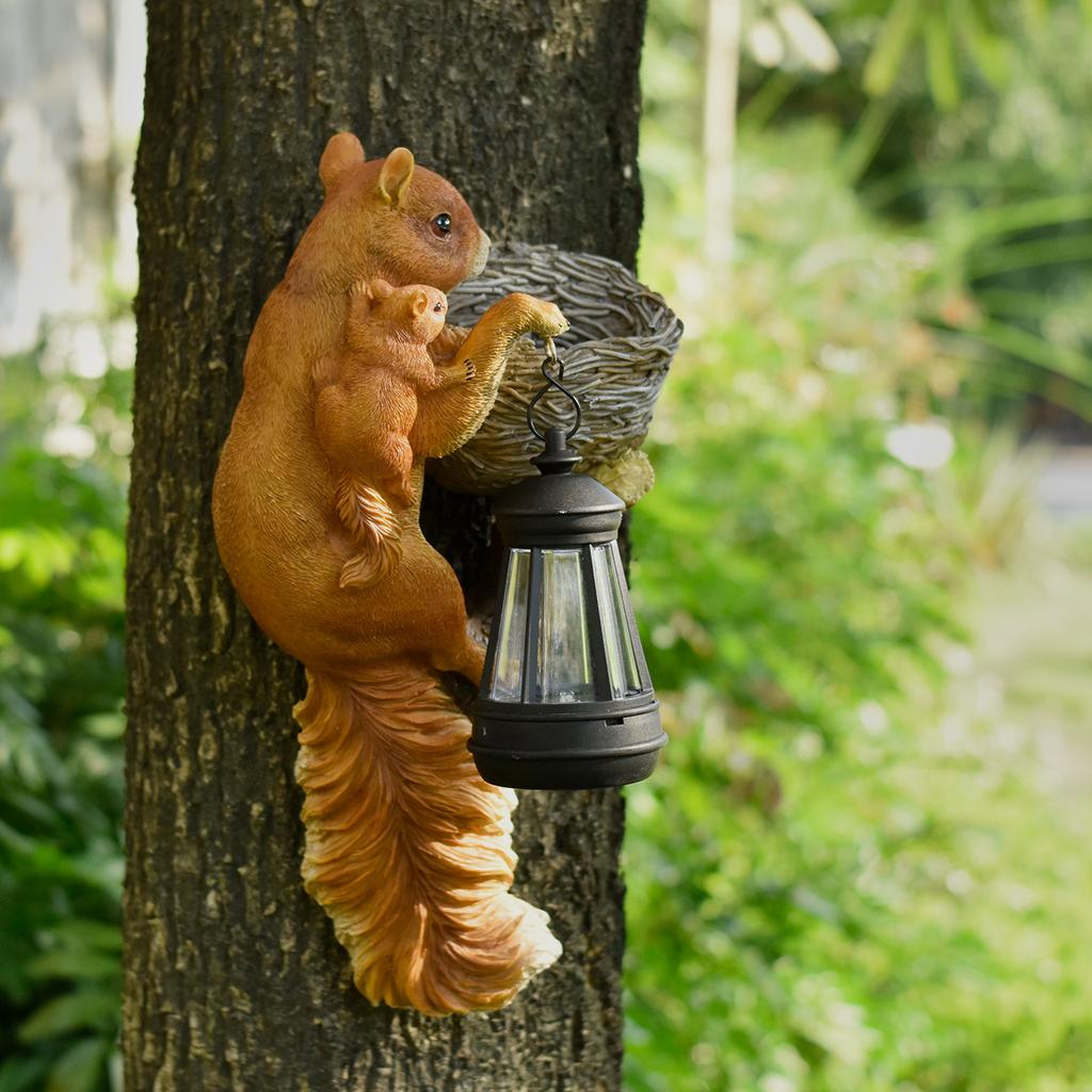 Squirrel Pendant Lamp Solar Decoration Piece Outdoor Garden Ornament Gardening Supplies Garden Resin Handicrafts