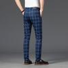 Spring/Summer Pants Men'S Casual Pants Men'S Checkered Elastic Slim Fit Versatile Business Straight Leg Pants