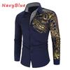 Gold Printed Shirt Printed Totem Long Sleeve Shirt African Party Shirt