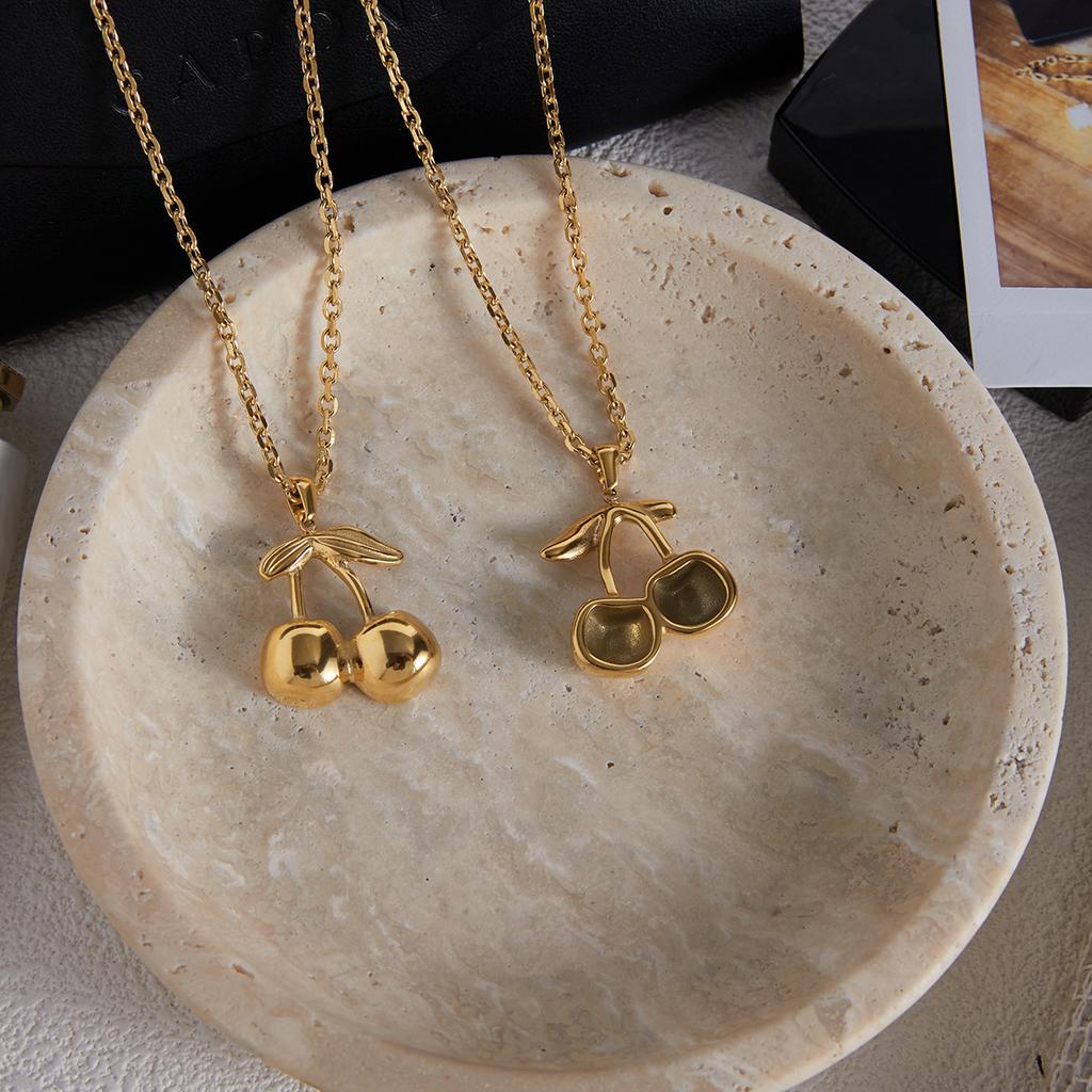 Cherry Titanium Steel Necklace Accessories Women's Light Luxury High-end Clavicle Chain Rust Steel Jewelry