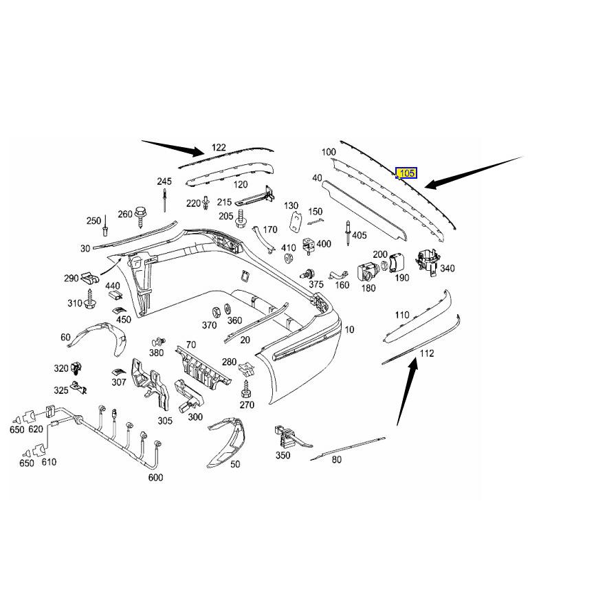 Mercedes-Benz E-Class E260 Rear Bumper Bright Strips (Left & Right)