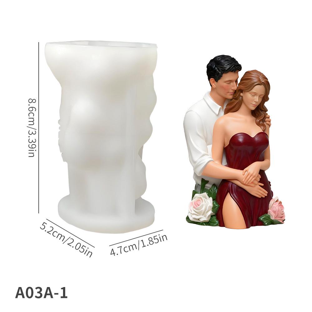 Valentine's Day Couple Rose Aromatherapy Candle Silicone Mold for DIY Home Decor