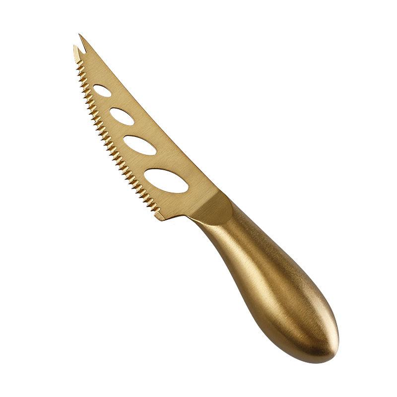 Cheese Knife Set Cheese Stainless Steel 6Pcs Gold Cheese Slicer Cutter Handle Mini Knife Butter Knife Spatula Fork Matte