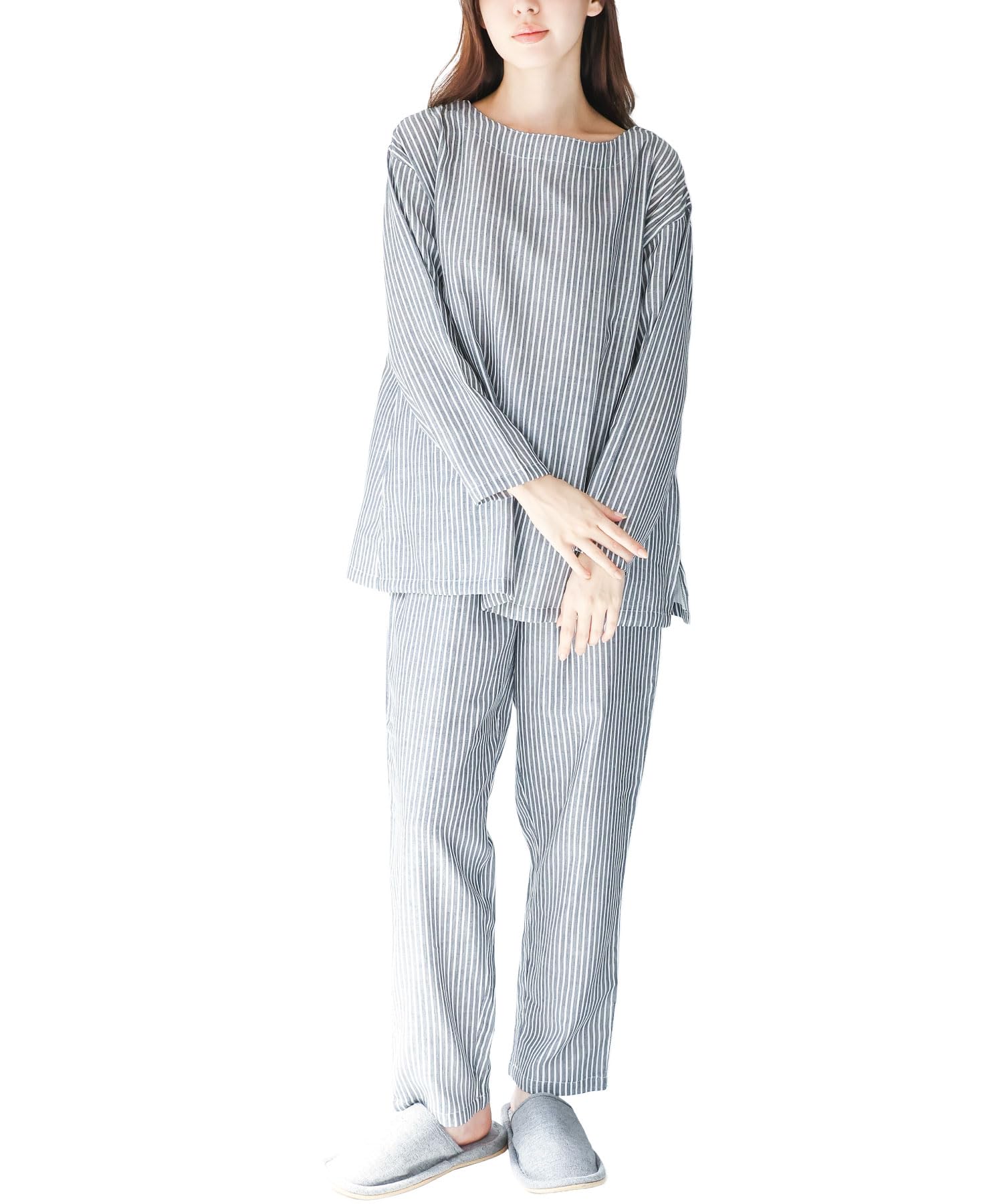 

ON NISHIKI Long Sleeve Cotton Double Made with Premium Combed Pullover Top and Loungewear for Spring and Autumn Size Women s Pajamas, 100% Gauze,