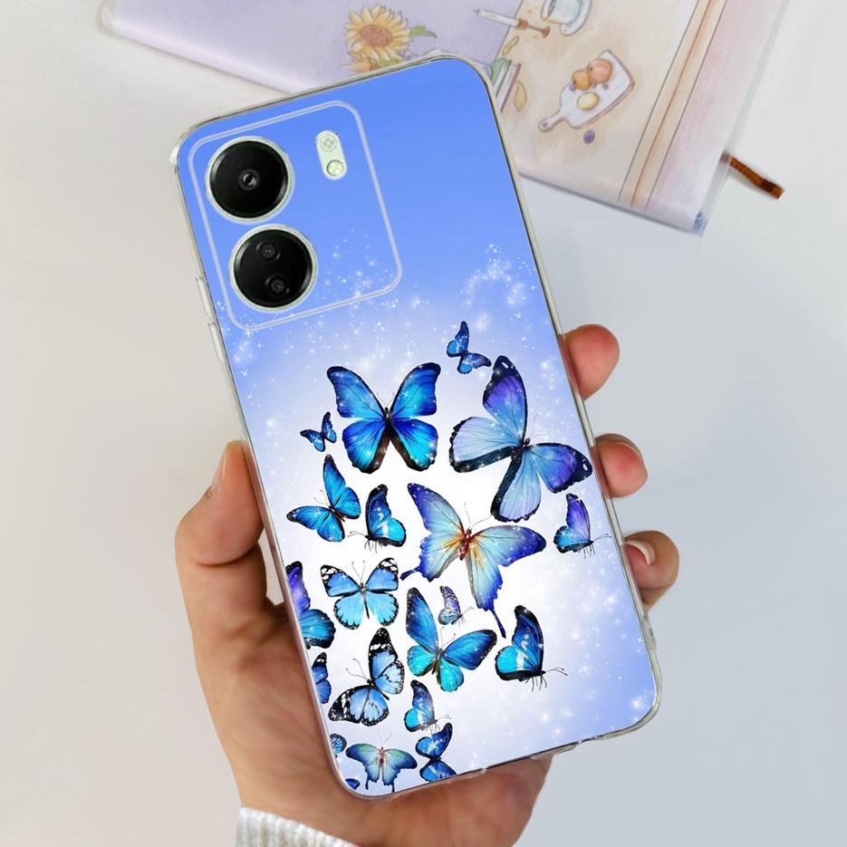 For Xiaomi Poco C65 Case Cute Cat Butterfly Cover Soft TPU Phone Case For Xiaomi Redmi 13C Redmi13C PocoC65 Fundas 6.74'' Bumper