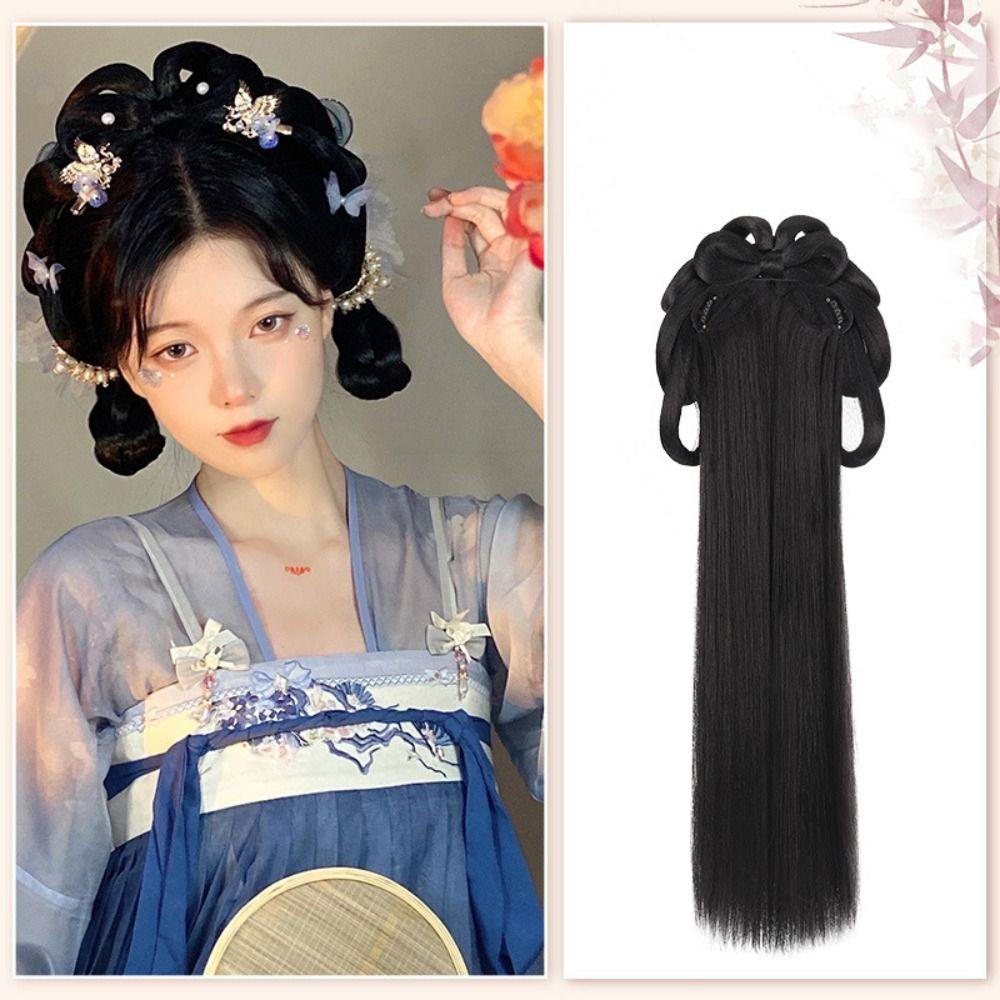 Vintage Headwear Hanfu Wig Headband Long Hanfu Cosplay HairPieces Chinese Ancient Wig Women