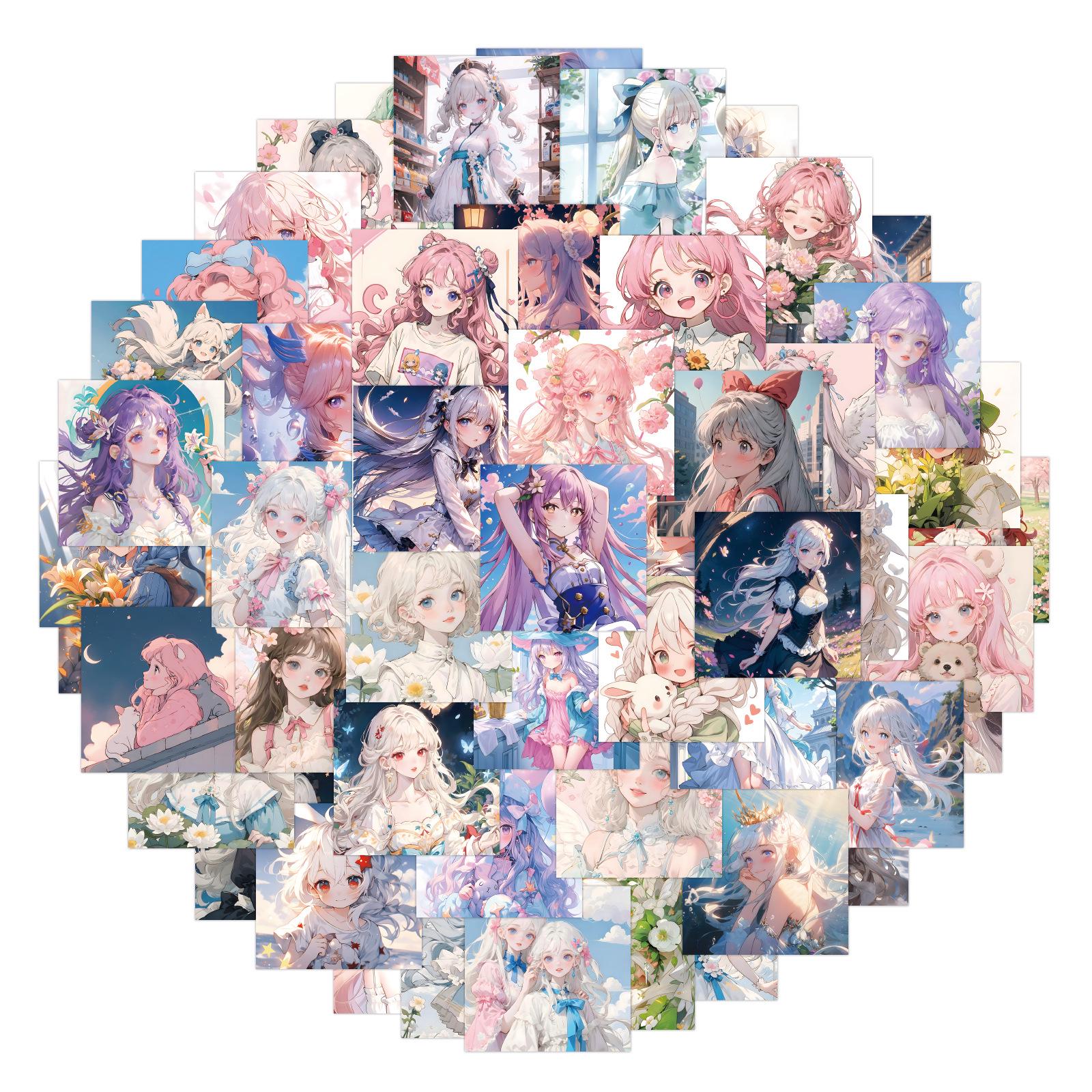 96 Anime Girl Cartoon Stickers: Cute DIY Stationery for Journals, Laptops, and Phones