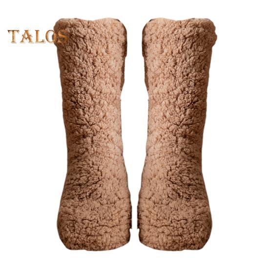 

1 пара женских зимних носков средней длины с теплоизоляцией для дома и спальни, однотонные нескользящие трикотажные спортивные носки на каждый день кофейный