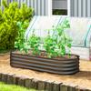 Galvanised Raised Garden Bed, Metal Planter Box with Safety Edging, for Flowers, Herbs, Succulents, Dark Grey