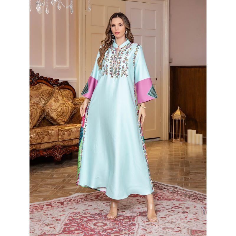 

Indonesia Middle East Rope Embroidery Patchwork Print Plus size Formal Dress Robe Cross-Border Dubai Travel Indonesia Dress Dress Image color XXL