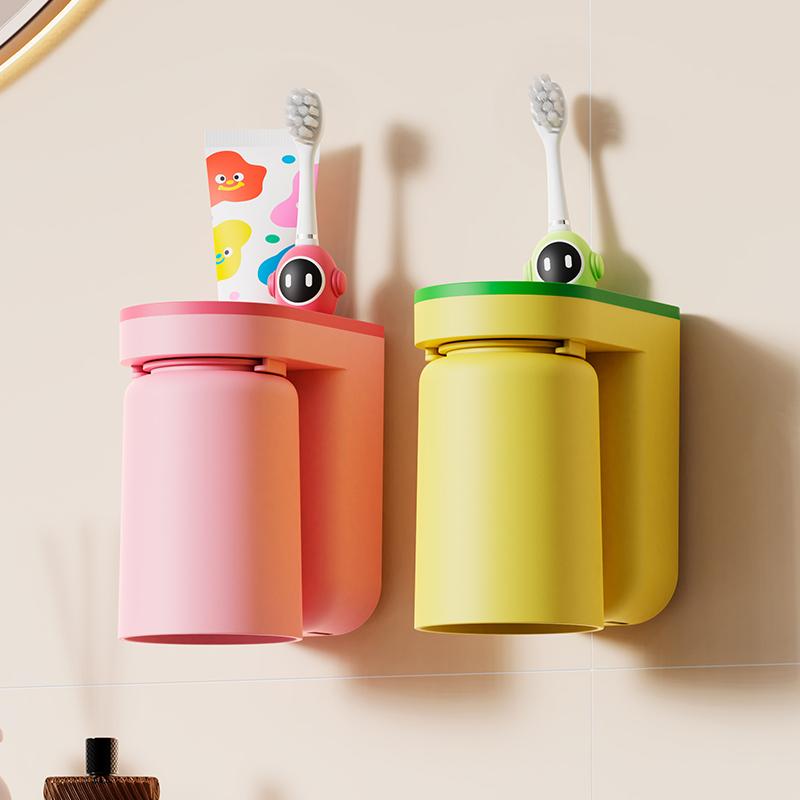 1PC Toothbrush Cup Multi-function Punch-free Toothbrush Holder for Bathroom Wall-mounted Cups Gargle Plastic Products Home