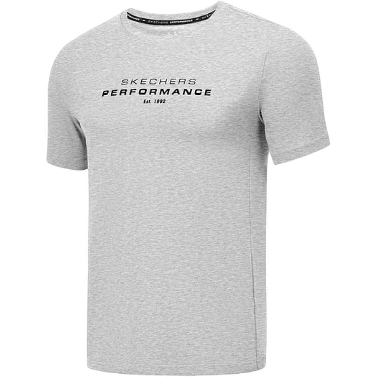 Skechers Fashionable Versatile Skin-Friendly Soft Short Sleeve T-Shirt Men tops Light-Gray P225M029-053L M