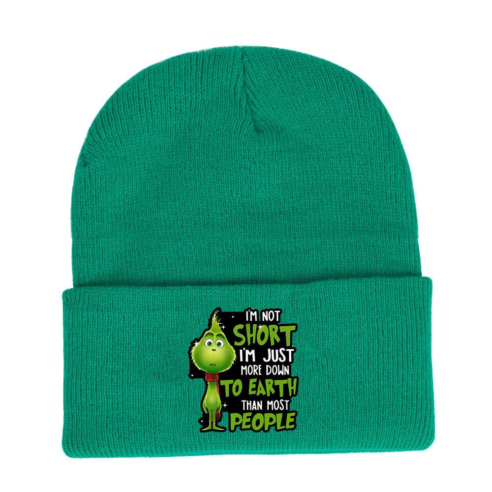 The Grinch Print Knit Hat With Earmuff Protection For Winter Warmth And Unisex Use