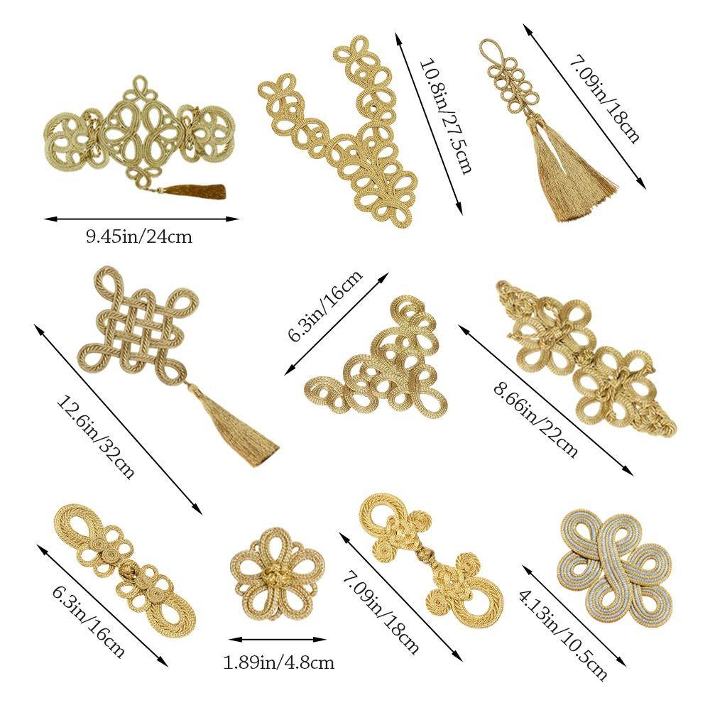 Golden Chinese Frog Buttons Flower Fastener Tang Suit Buttons  Handcraft Accessories