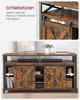 VASAGLE TV-Schrank, 65 Zoll TV-Ständer, mit verstellbaren Regalen, Scheunentüren, Bauernhaus-Design, Metallrahmen, Rustikales Braun und Schwarz