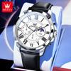 OLEVS Big Dial Roman Scale Quartz Watch For Men Waterproof Luminous Men's Hand Clock Moon Phase Original Fashion Man Watch