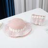 Wide Brim Straw Bag Cap Set Lace Sun Hat Sweet Fisherman Hat  for 2-8 Years Kids