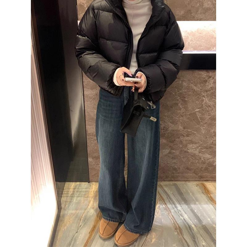 Women's Plus Size High Waist Vintage Velvet Wide Leg Jeans - Autumn/Winter Loose Floor-Length
