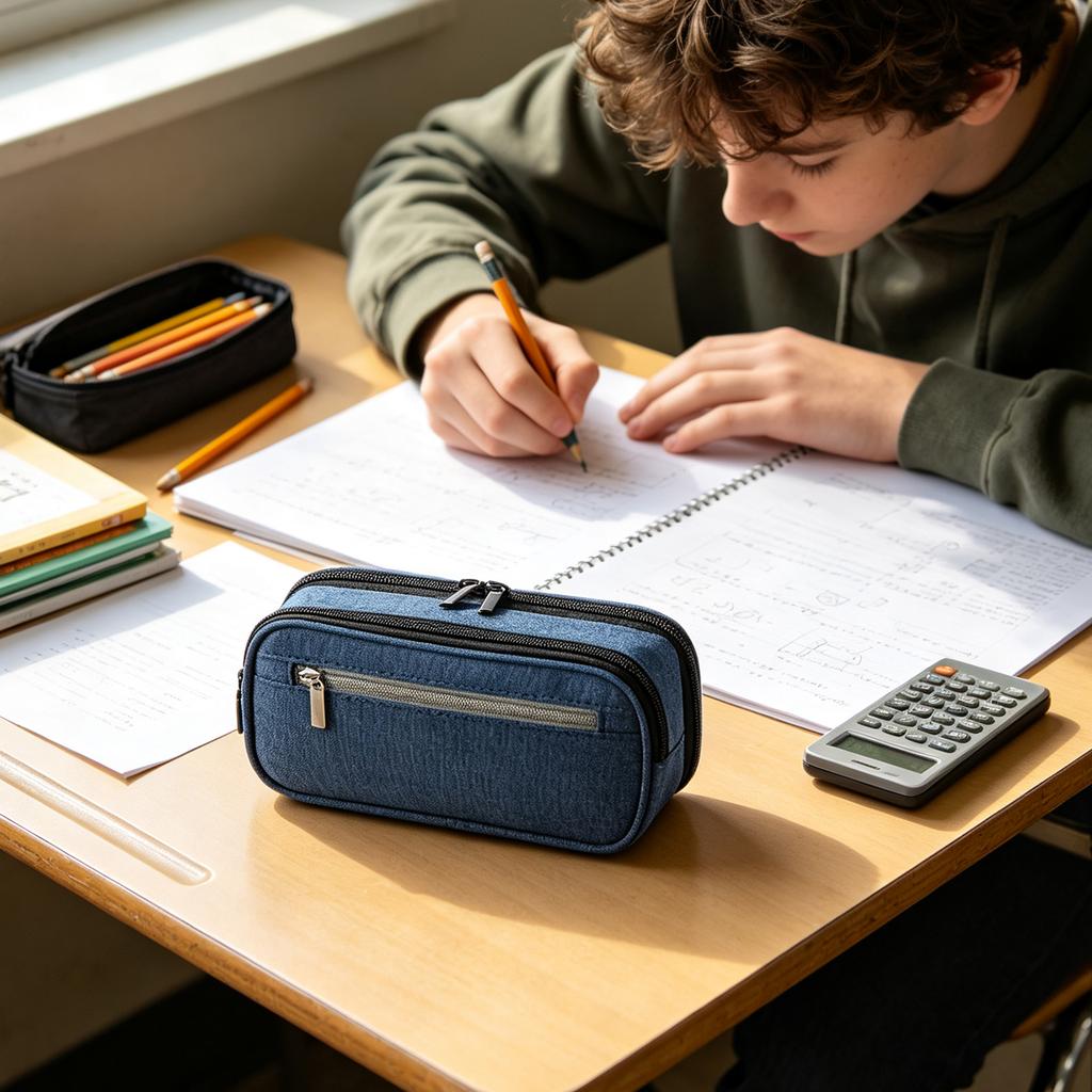 Astuccio a Doppio Scomparto per Studenti, Grande Capacità per Cancelleria e Materiale Scolastico