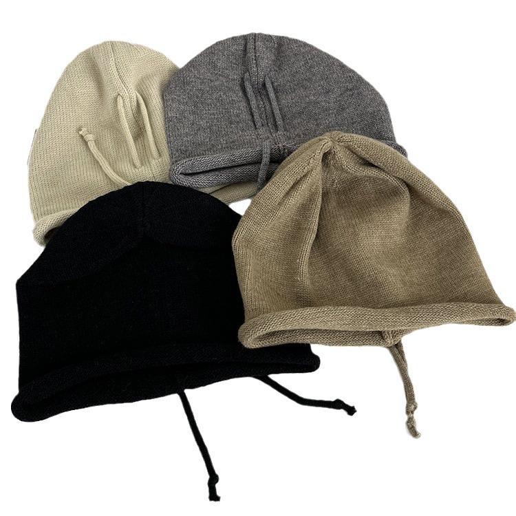 Face Showing Small Pile Hat Autumn and Winter Women's New Woolen Hat Korean Style Fashion Versatile Drawstring Style Cold Hat