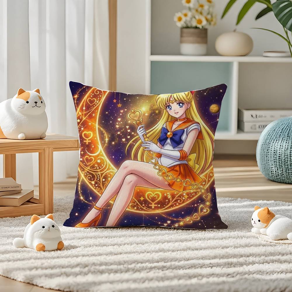 Sailor Moon Sailor Neptune Anime Plush Pillow Cover Soft Short Plush Cushion Cover For Sofa Bedroom Home Decor Gift Decoration