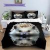 Black Hedgehog Pattern Bedding Home Decoration Birthday Gift (1 * Duvet Cover + 2 * Pillowcase, Without Core)