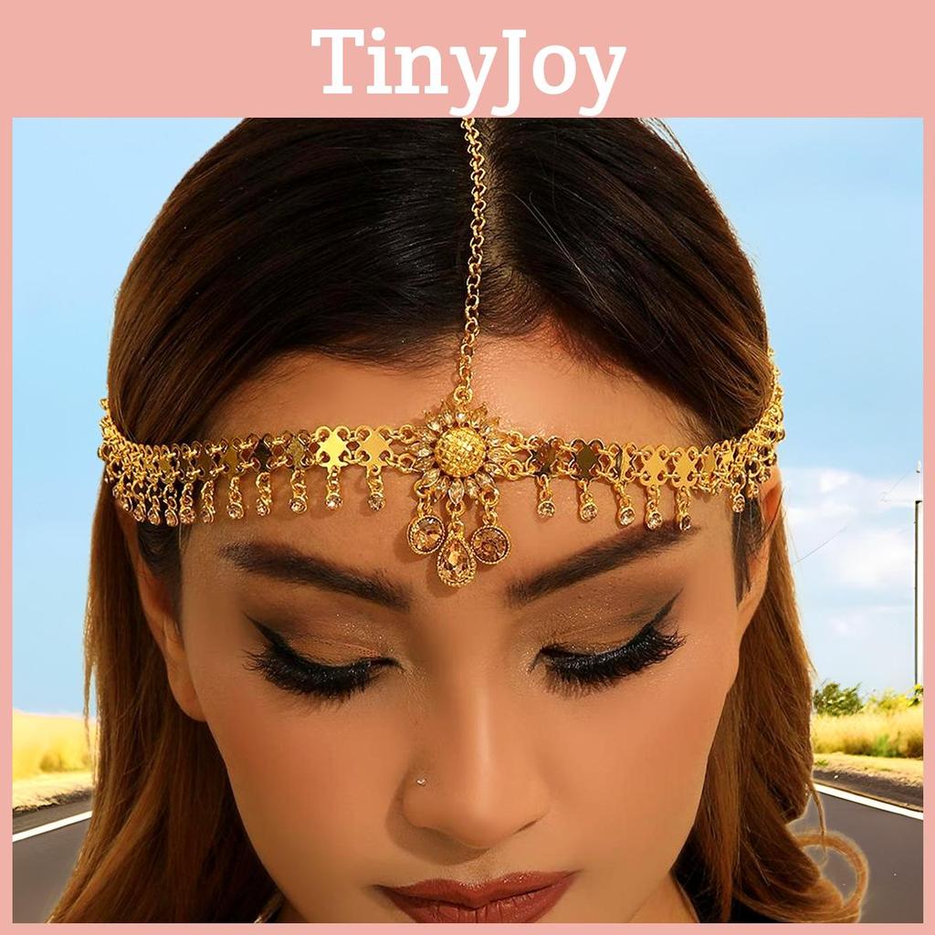 Cultural Inspired Head Chain With Crystals And Floral Motifs For Festival Or Gift