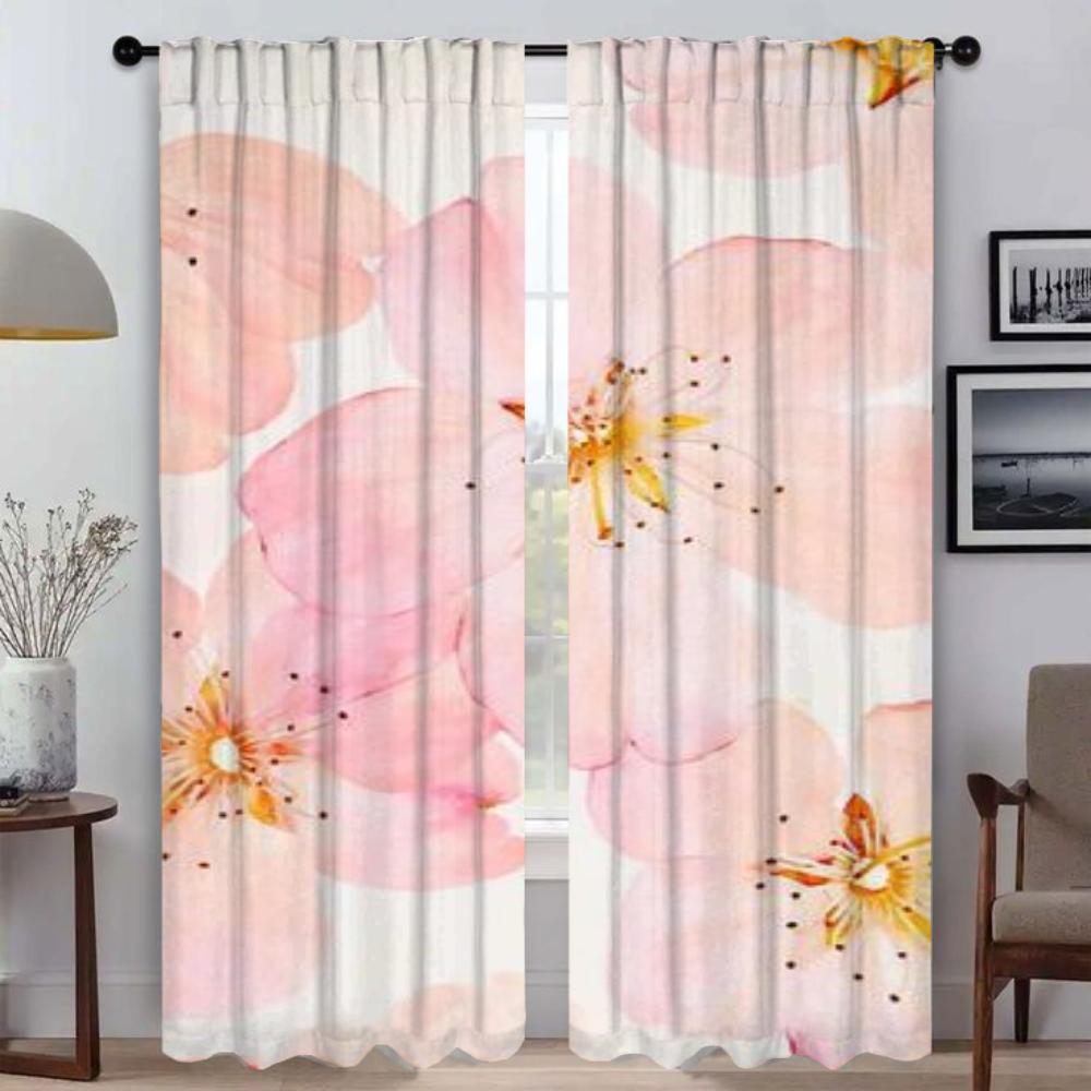 Set di 2 Tende Divisorie Floreali Tenda Soggiorno Decorazione di Halloween Tende in Garza Camera da Letto Arredamento Casa Realizzato in Poliestere Trattamento Finestra Zona
