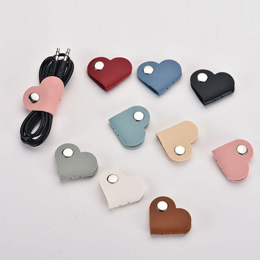 1 PC Heart Shape Cable Organizer, PU Leather Cord Management, Universal Cable Holder for Office, Perfect Gift for Men Women